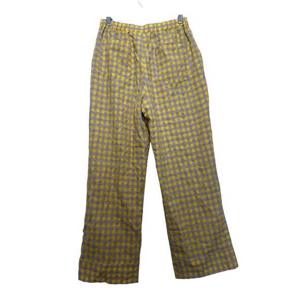 Anthropologie Find Me Now Gingham Wide Leg Pants Women Small Yellow Purpe Dainty - Picture 6 of 16